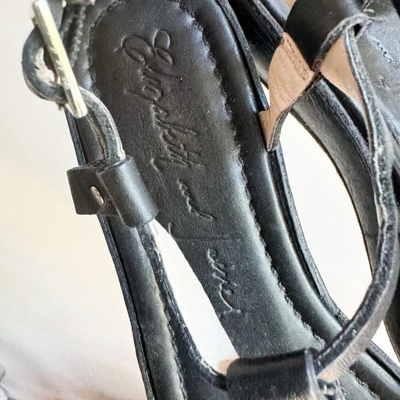 Elizabeth and James Black Leather Strappy Sandals 36.5 - Picture 4 of 9